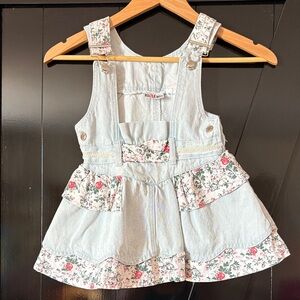 Vintage Bugle Boy girls Denim Floral Skirt sz 4